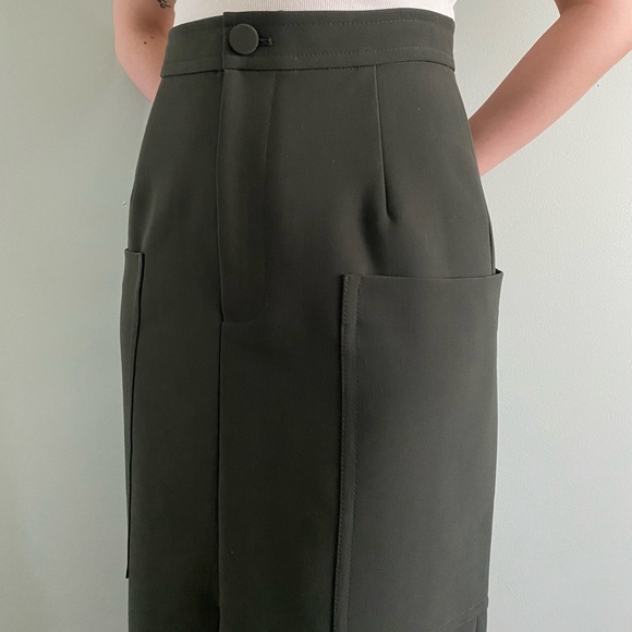 Contemporaine Simons Midi Skirt Dark Green Size 2 - Picture 4 of 13